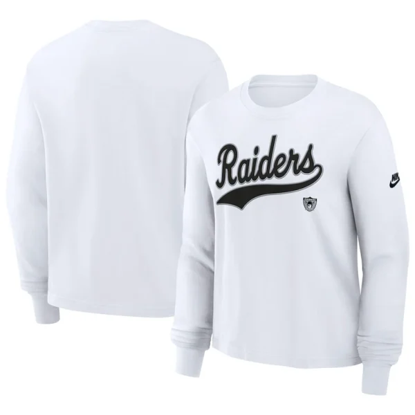 Las vegas raiders nike womens essential long sleeve boxy t shirt White