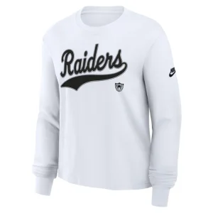 Las vegas raiders nike womens essential long sleeve boxy t shirt White S