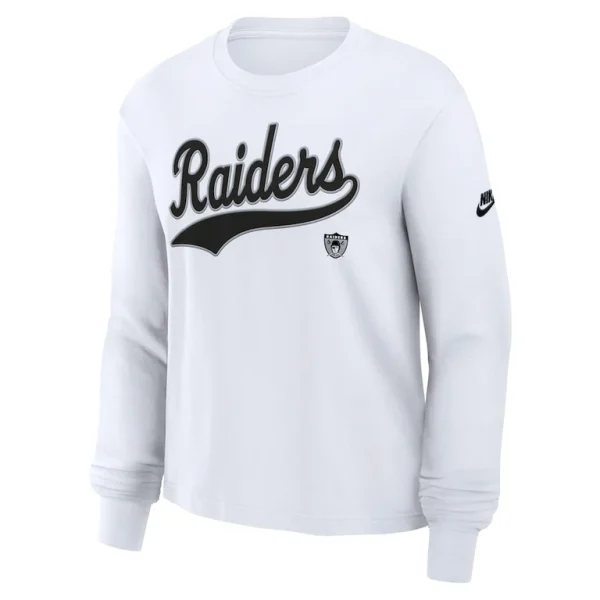 Las vegas raiders nike womens essential long sleeve boxy t shirt White S