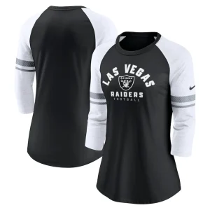 Las vegas raiders nike womens fashion 34 sleeve lightweight raglan fashion t shirt Black