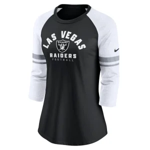 Las vegas raiders nike womens fashion 34 sleeve lightweight raglan fashion t shirt Black S