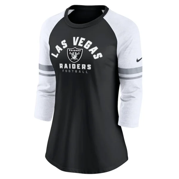 Las vegas raiders nike womens fashion 34 sleeve lightweight raglan fashion t shirt Black S