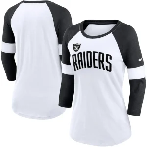 Las vegas raiders nike womens football pride raglan 34 sleeve t shirt Whiteheather black