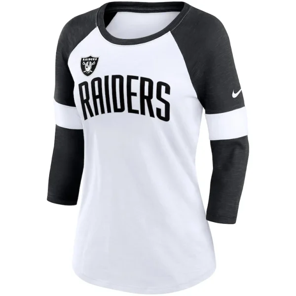 Las vegas raiders nike womens football pride raglan 34 sleeve t shirt Whiteheather black S