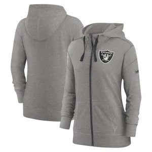 Las vegas raiders nike womens gym vintage full zip hoodie Heather charcoal