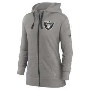 Las vegas raiders nike womens gym vintage full zip hoodie Heather charcoal S