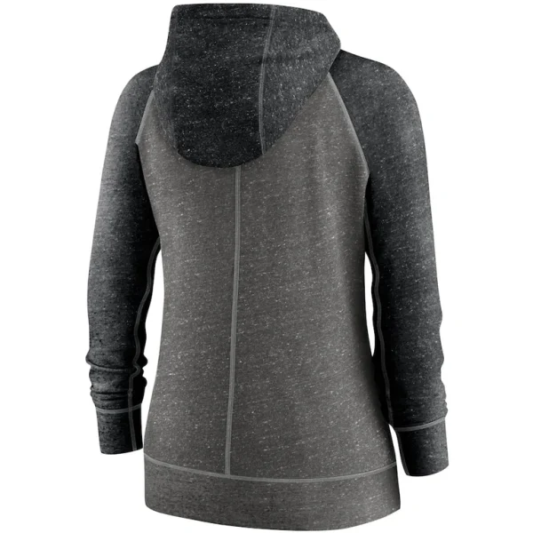 Las vegas raiders nike womens gym vintage raglan full zip hoodie Heathered charcoalblack M