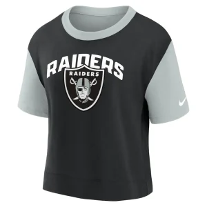 Las vegas raiders nike womens high hip fashion t shirt Silverblack S