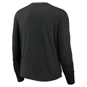 Las vegas raiders nike womens large logo cropped long sleeve fashion t shirt Black M
