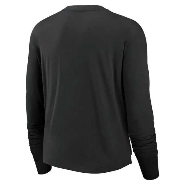 Las vegas raiders nike womens large logo cropped long sleeve fashion t shirt Black M