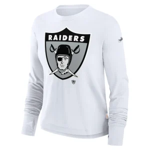 Las vegas raiders nike womens large logo cropped long sleeve fashion t shirt White S