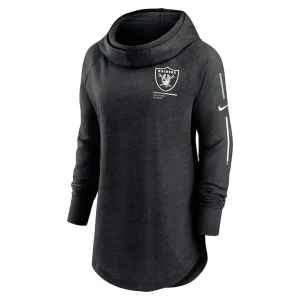Las vegas raiders nike womens minimal statement lightweight raglan funnel neck pullover hoodie Black S
