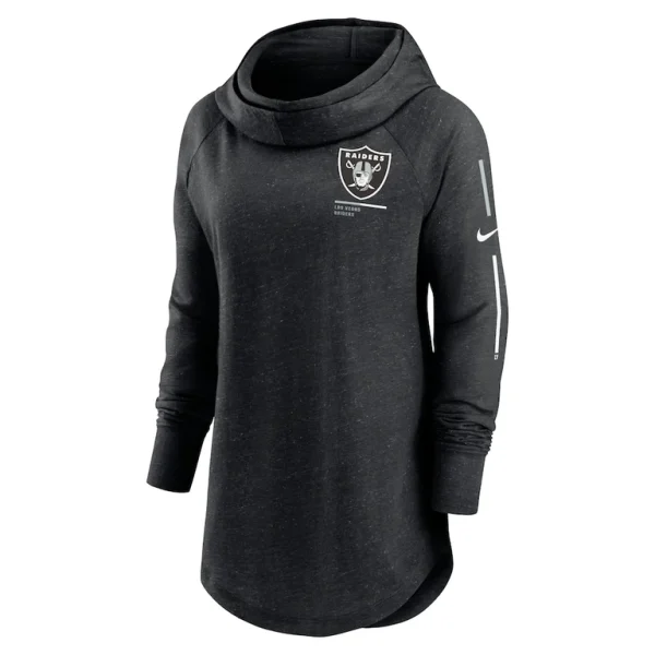 Las vegas raiders nike womens minimal statement lightweight raglan funnel neck pullover hoodie Black S