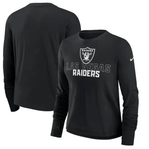 Las vegas raiders nike womens modest crop performance long sleeve t shirt Black