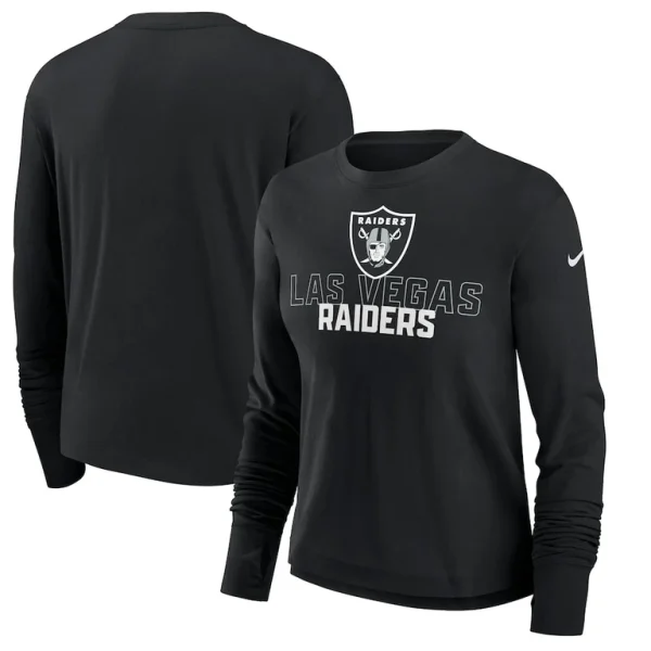 Las vegas raiders nike womens modest crop performance long sleeve t shirt Black