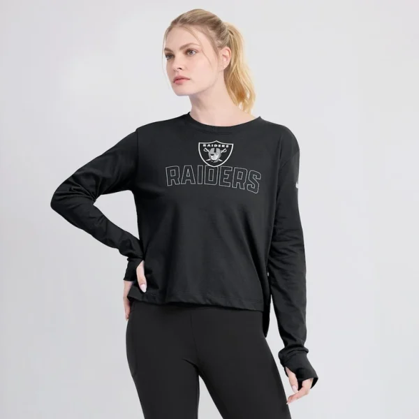 Las vegas raiders nike womens modest crop performance long sleeve t shirt Black L