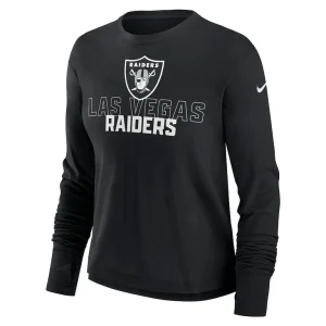 Las vegas raiders nike womens modest crop performance long sleeve t shirt Black S