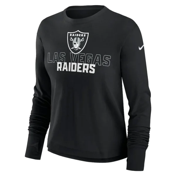 Las vegas raiders nike womens modest crop performance long sleeve t shirt Black S
