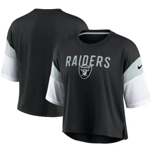 Las vegas raiders nike womens nickname tri blend performance crop top Blackwhite