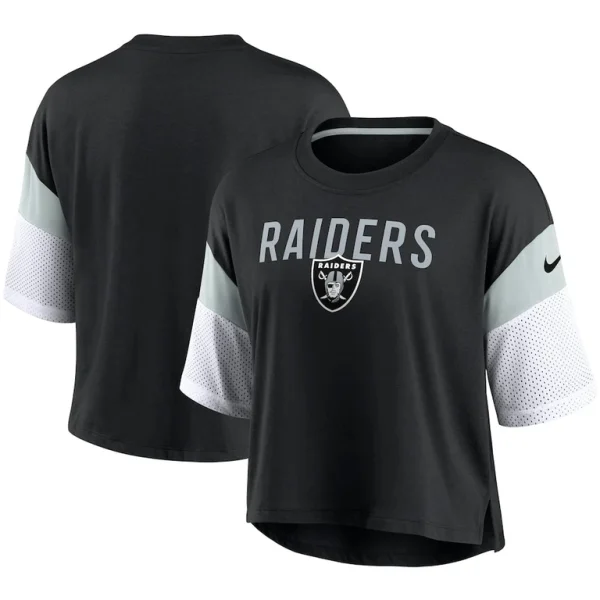 Las vegas raiders nike womens nickname tri blend performance crop top Blackwhite