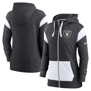 Las vegas raiders nike womens plus size monaco full zip lightweight hoodie Heather blackwhite