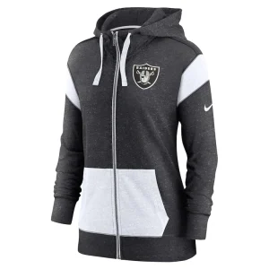 Las vegas raiders nike womens plus size monaco full zip lightweight hoodie Heather blackwhite Plus 2X