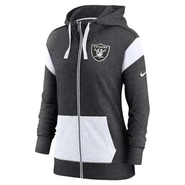 Las vegas raiders nike womens plus size monaco full zip lightweight hoodie Heather blackwhite Plus 2X