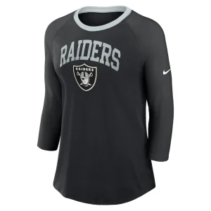Las vegas raiders nike womens raglan 34 sleeve t shirt Black S