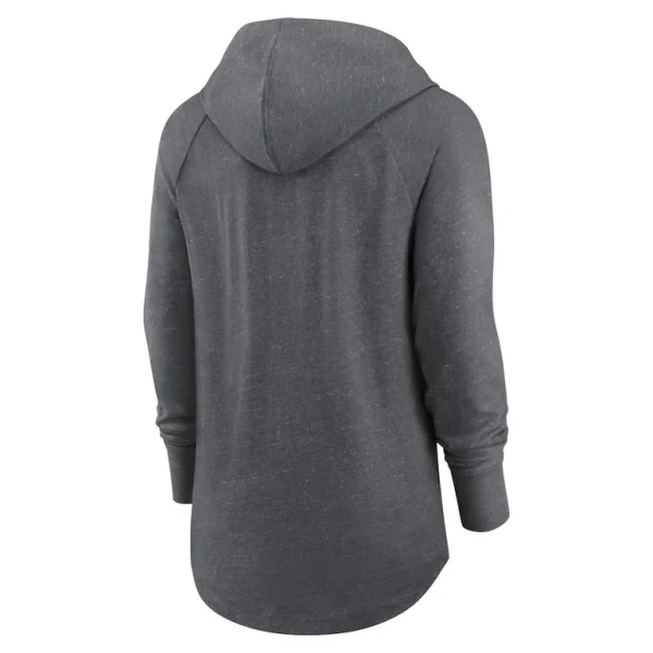 Las vegas raiders nike womens raglan funnel neck pullover hoodie Heather charcoal M