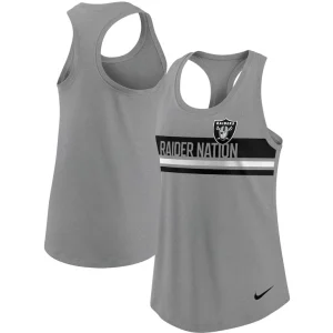 Las vegas raiders nike womens scoop neck racerback performance tank top Heathered charcoal