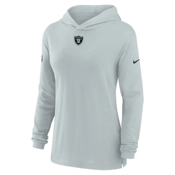 Las vegas raiders nike womens sideline performance long sleeve hoodie t shirt Silver S