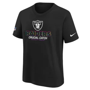 Las vegas raiders nike youth 2024 nfl crucial catch t shirt Black Yth M