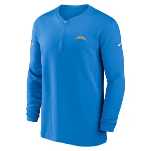 Los angeles chargers nike 2023 sideline performance long sleeve tri blend quarter zip top Powder blue M
