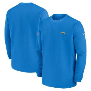Los angeles chargers nike 2023 sideline throwback heavy brushed waffle long sleeve top Powder blue
