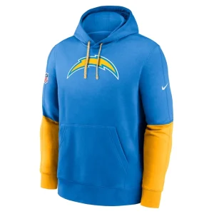 Los angeles chargers nike 2024 sideline club pullover hoodie Powder blue M