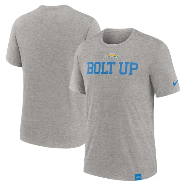 Los angeles chargers nike blitz tri blend t shirt Heather gray