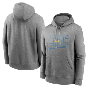 Los angeles chargers nike city code club fleece pullover hoodie Heathered gray