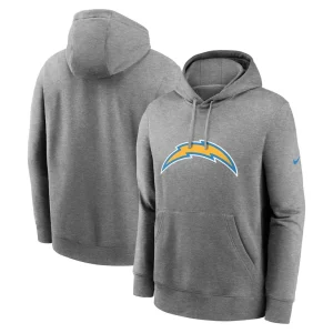Los angeles chargers nike club logo pullover hoodie Heather gray