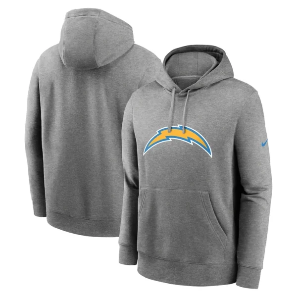 Los angeles chargers nike club logo pullover hoodie Heather gray
