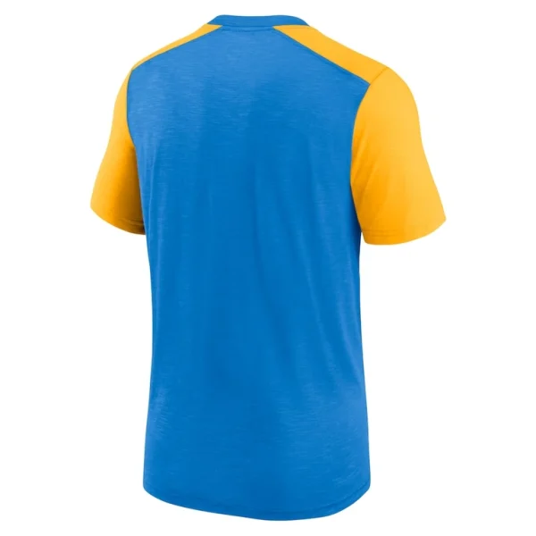Los angeles chargers nike color block team name t shirt Heathered powder blueheathered gold L