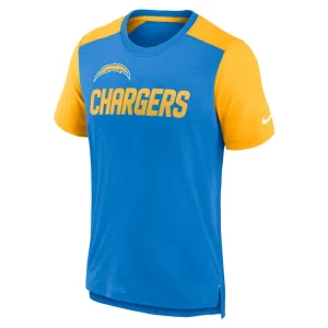 Los angeles chargers nike color block team name t shirt Heathered powder blueheathered gold M