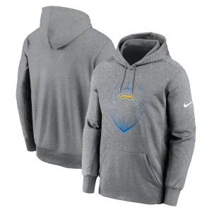 Los angeles chargers nike icon performance pullover hoodie Heather gray