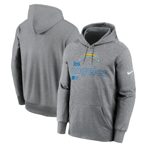 Los angeles chargers nike performance pullover hoodie Heather gray