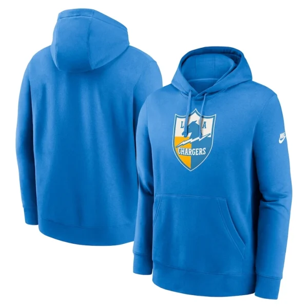 Los angeles chargers nike rewind club logo pullover hoodie Powder blue