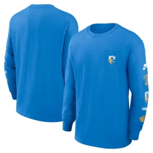 Los angeles chargers nike rewind heavy max 90 pocket long sleeve t shirt Powder blue