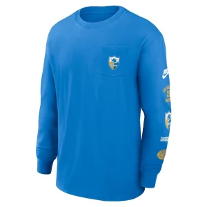 Los angeles chargers nike rewind heavy max 90 pocket long sleeve t shirt Powder blue M