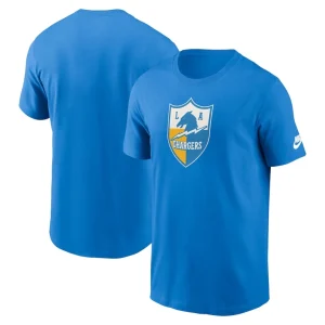 Los angeles chargers nike rewind logo essential t shirt Powder blue