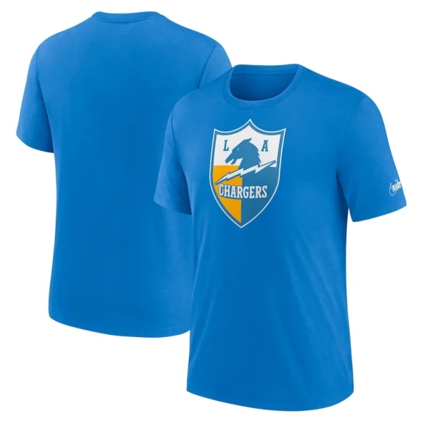 Los angeles chargers nike rewind logo tri blend t shirt Powder blue