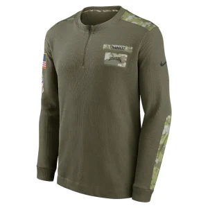 Los angeles chargers nike salute to service henley long sleeve thermal top Olive M