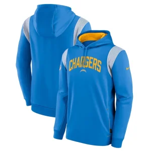 Los angeles chargers nike sideline athletic stack performance pullover hoodie Powder blue